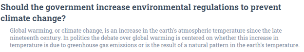 Should the government increase environmental regulations to prevent climate change?