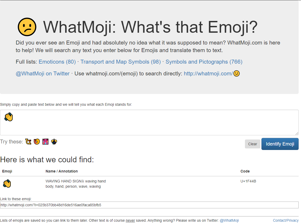 WhatMoji Web site screenshot