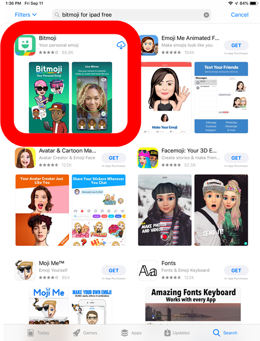 Screenshot: Bitmoji app on Google Playstore.