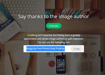 Screenshot of Pixaby attribution