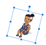 Image of Alisa Bitmoji sitting at a slight angle to the right.